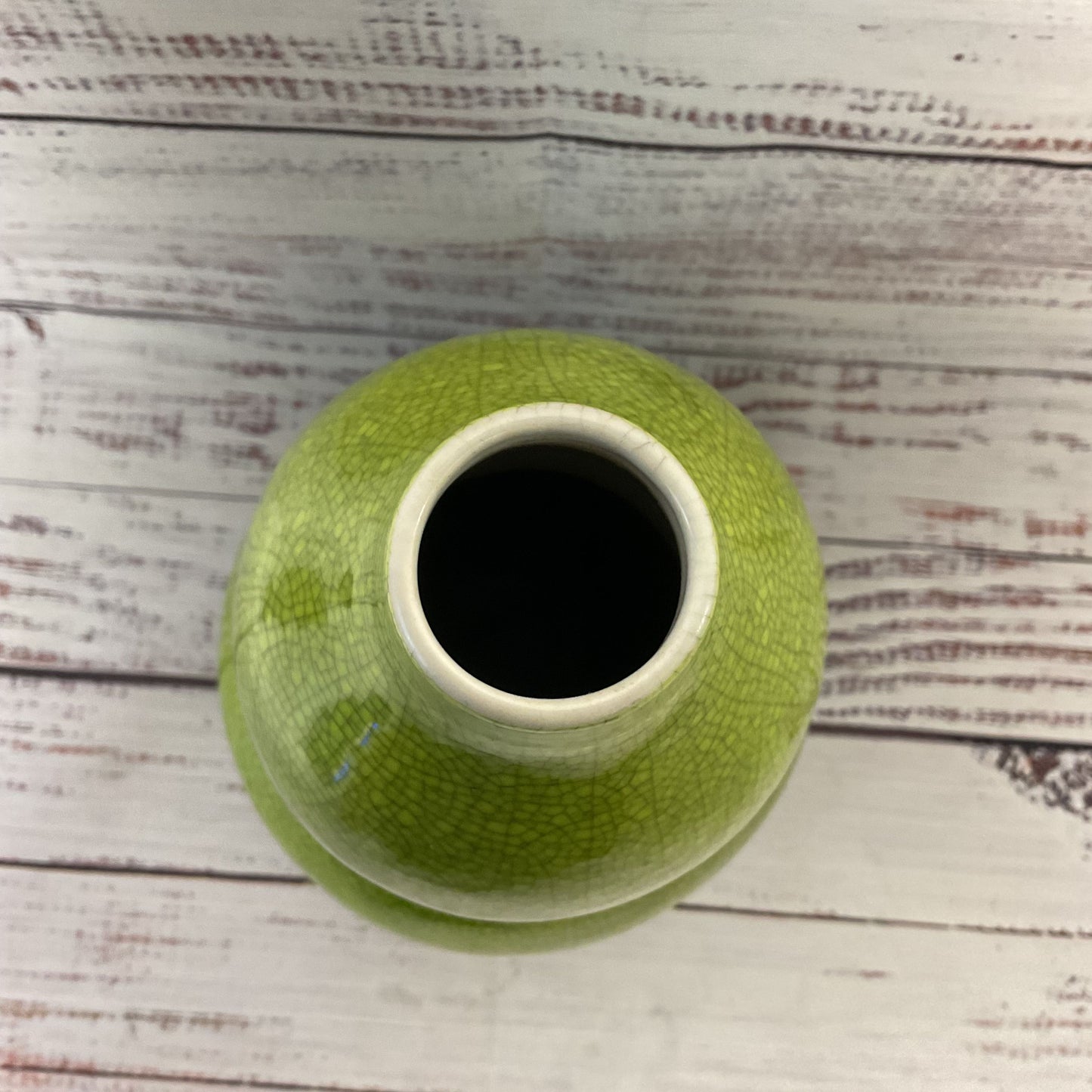 Chinese Green Crackle Double Gourd Ceramic Vase 9"