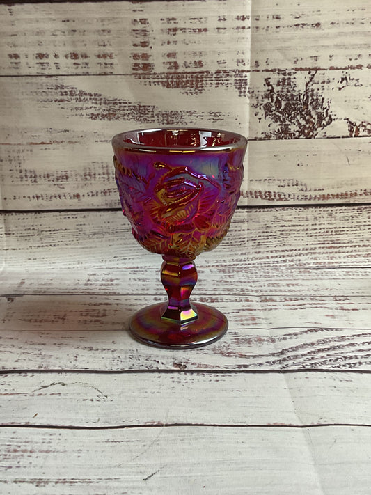 Vintage Madonna Inn Red Glass Rose Wine Goblet