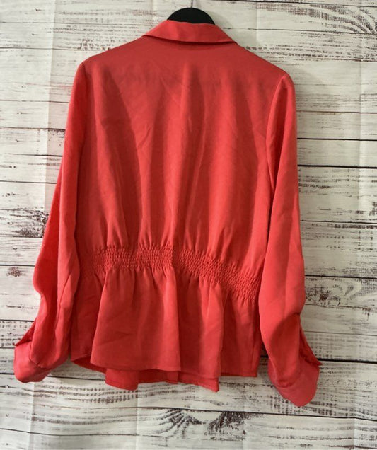 NWT Nicole Miller Coral Blouse w/elastic waist Size S