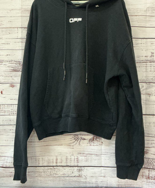 Men's Off White Black Sweatshirt Hoodie Size L AS IS