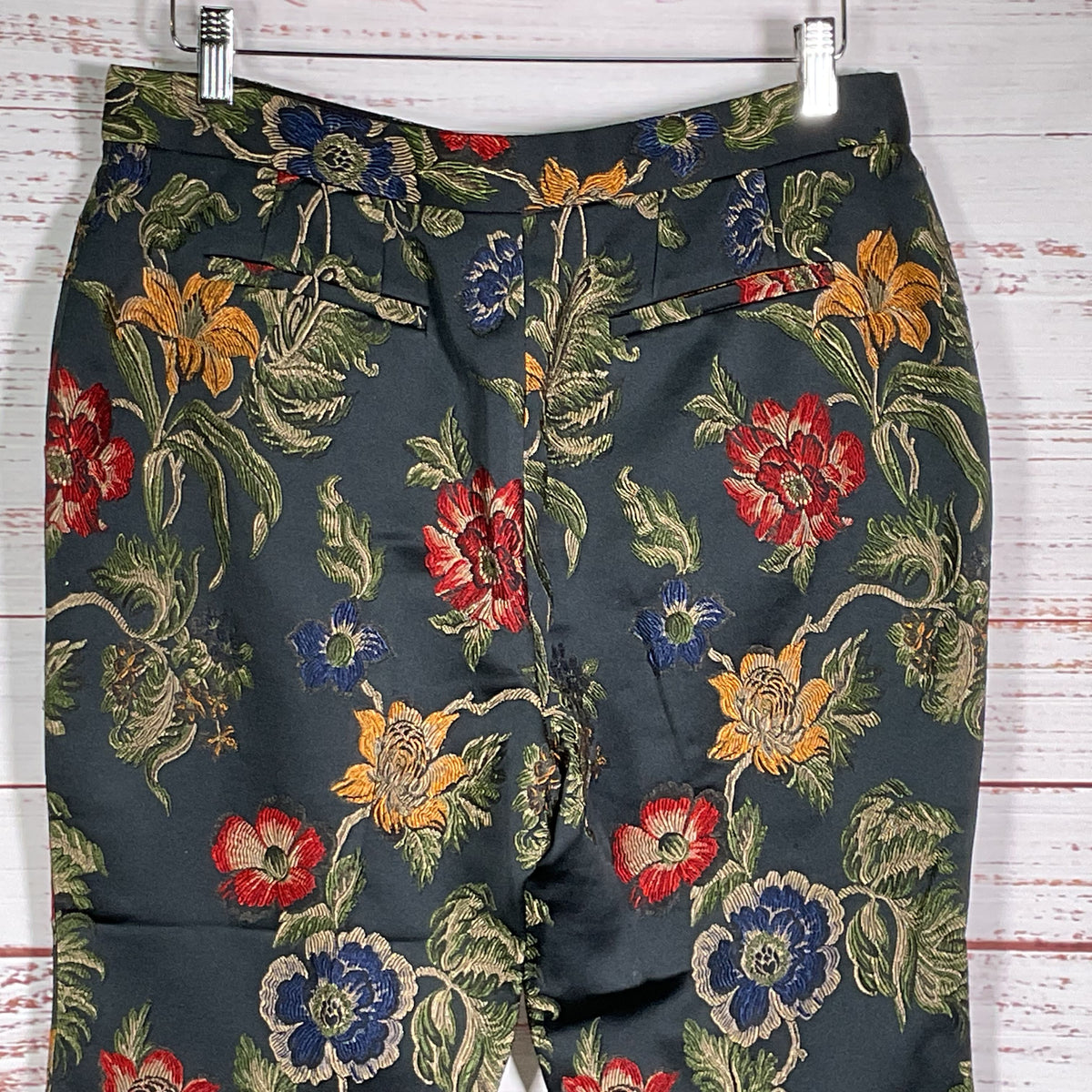 ROSETTA GETTY Women's Black Floral Embroidered Pants- SZ 8