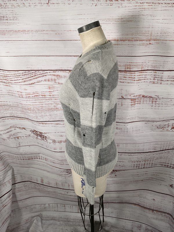 IRO Jeans Women's Stys Distressed Wool Striped Pullover Sweater Size S