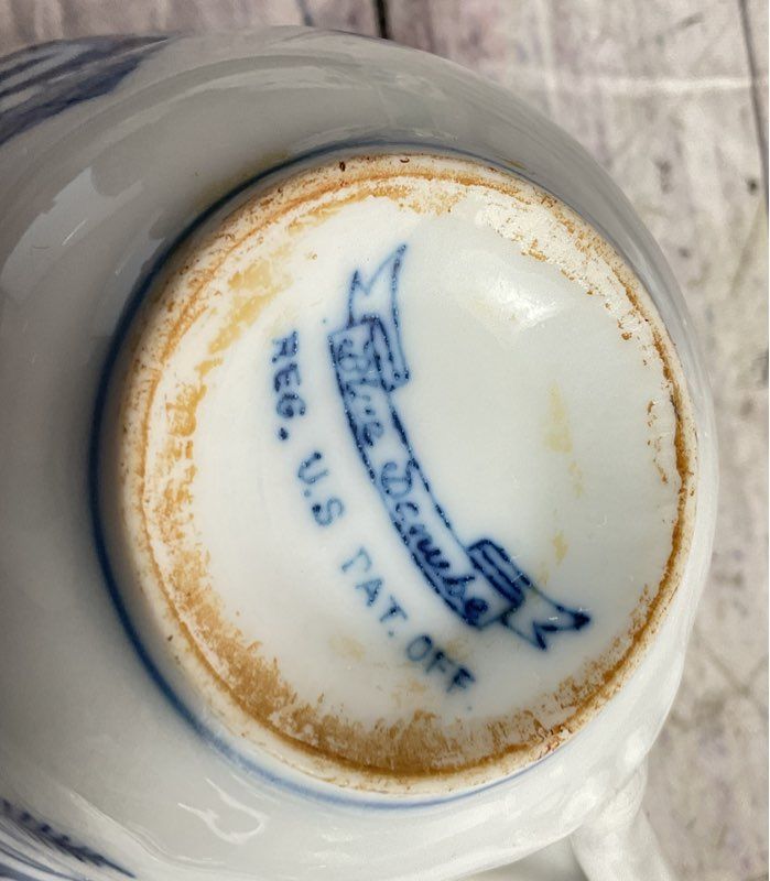 Blue Danube Blue Onion Pattern Porcelain Cup Saucer Creamer Set Blue White