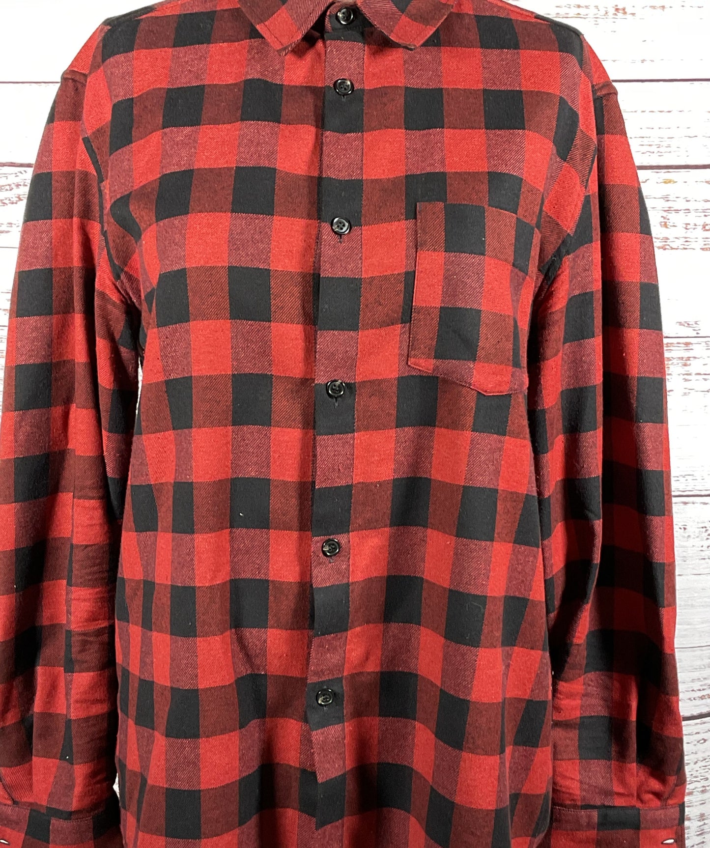 A.P.C. John Buffalo-Checked Twill Shirt Red XL
