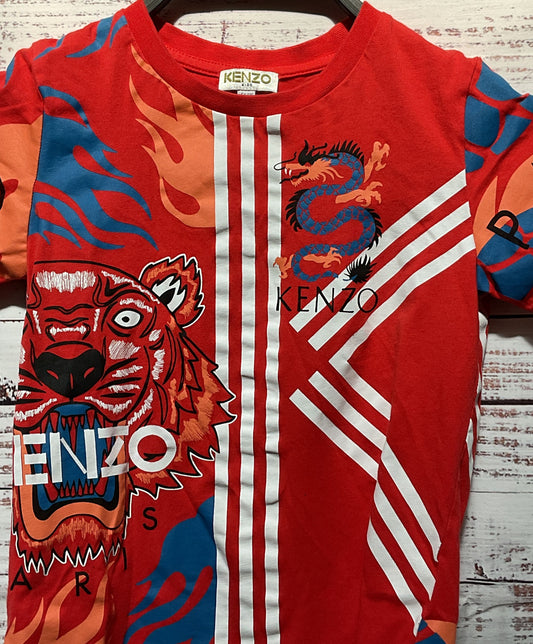 Kenzo Kids Tiger Graphic Print T Shirt Red 6