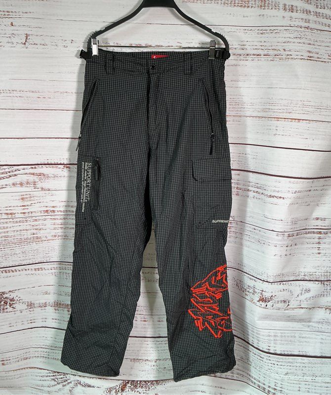 Men's Supreme Black/White Check Print Utility Pants Size 32