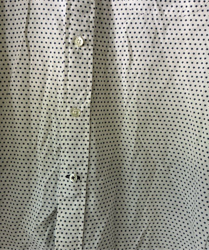 Men's New England Shirt Co White & Blue Star Print BU Shirt Size M Retail $178