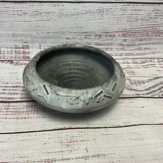 Nell Devitt Ceramic Grey Hand Thrown Abstract Design Small Trinket Bowl 6"
