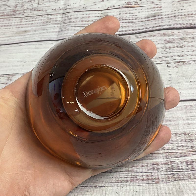 Orrefors "Delight" Amber Glass 4" Votive Candle Holder
