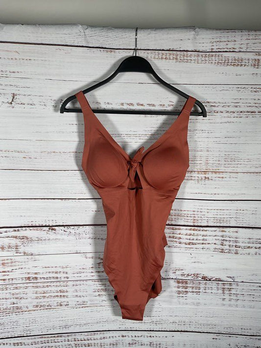 NWT Knix Women's Peekaboo Tie One Piece Bronze Coral Swimwear Size M+