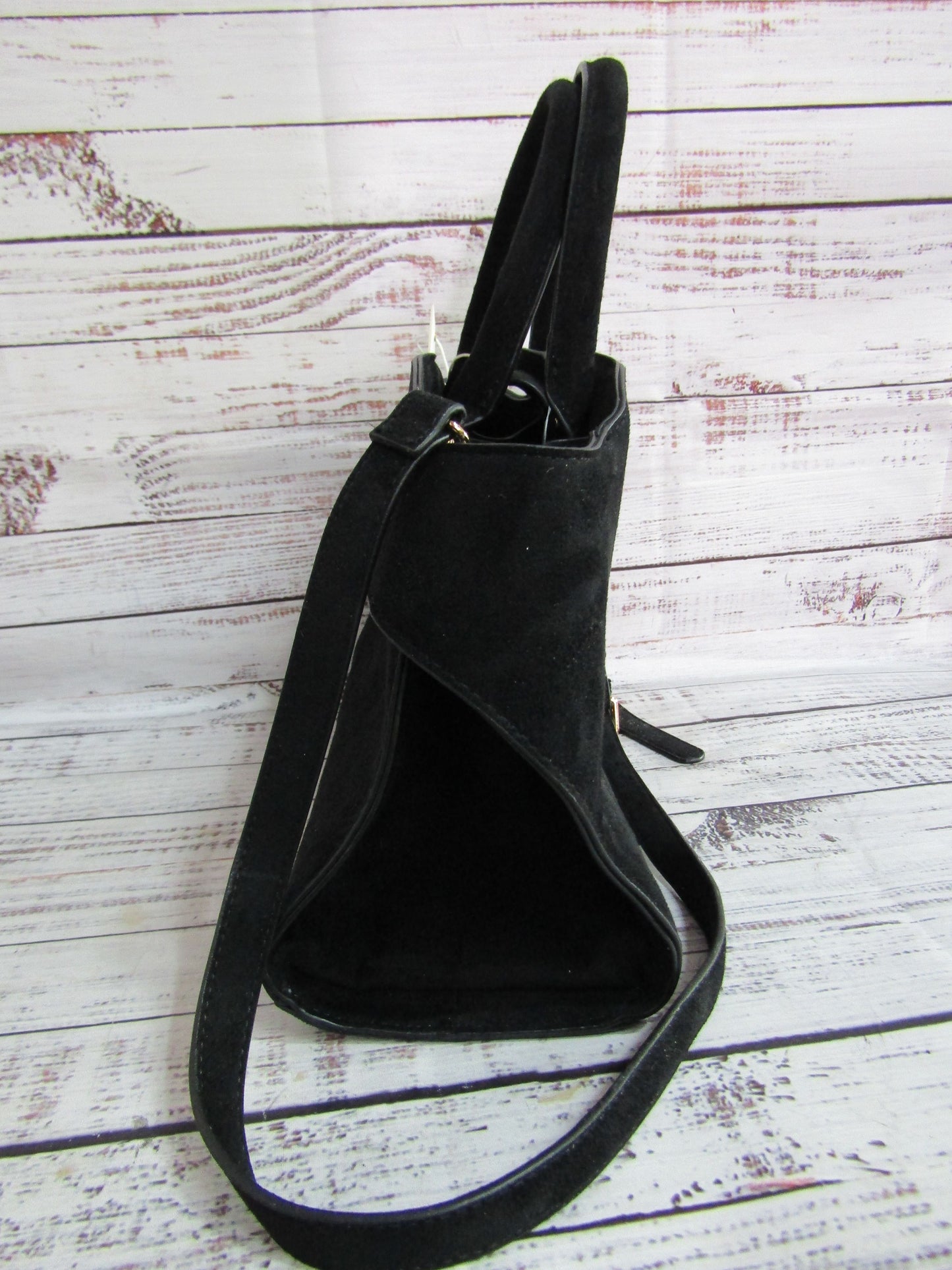 Urban Expressions Faux Suede Double Buckle Satchel