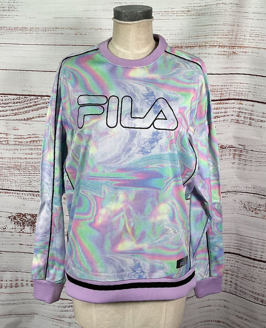 Fila Men's Iridescent Fleece Ridge Crew Sweatshirt Multicolor M
