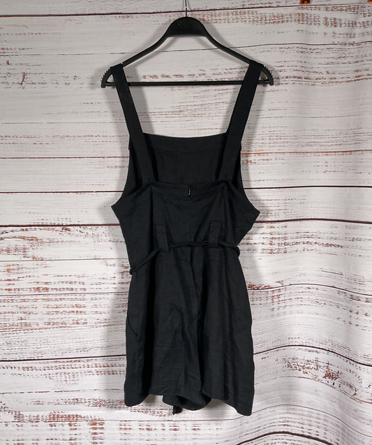Reformation Linen Island Romper Black M