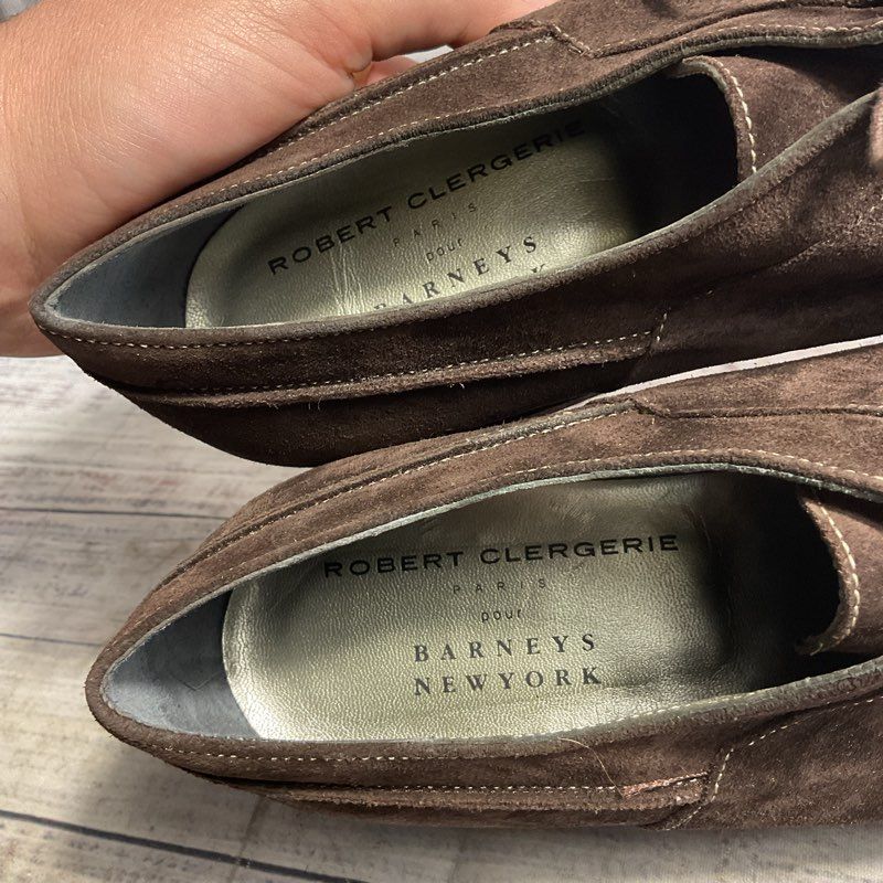 Robert Clergerie Brown Suede Wedge Oxford Casual Shoe Women's Size 10.5 US