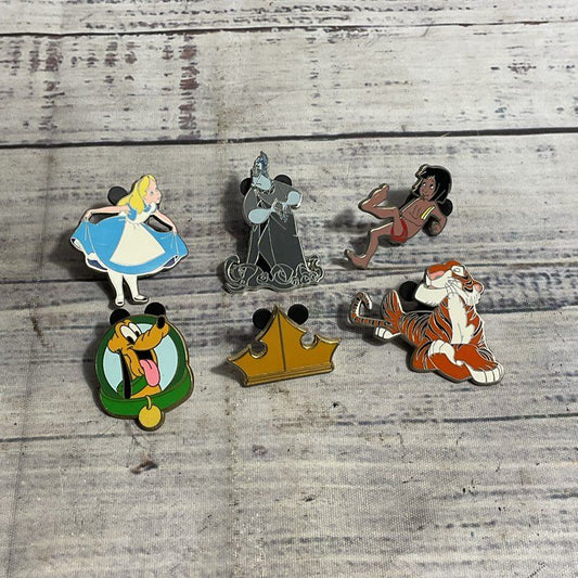 Set Of 6 Disney Collectible Pins DLR Magical Mystery Mowgli Hades Alice Pluto