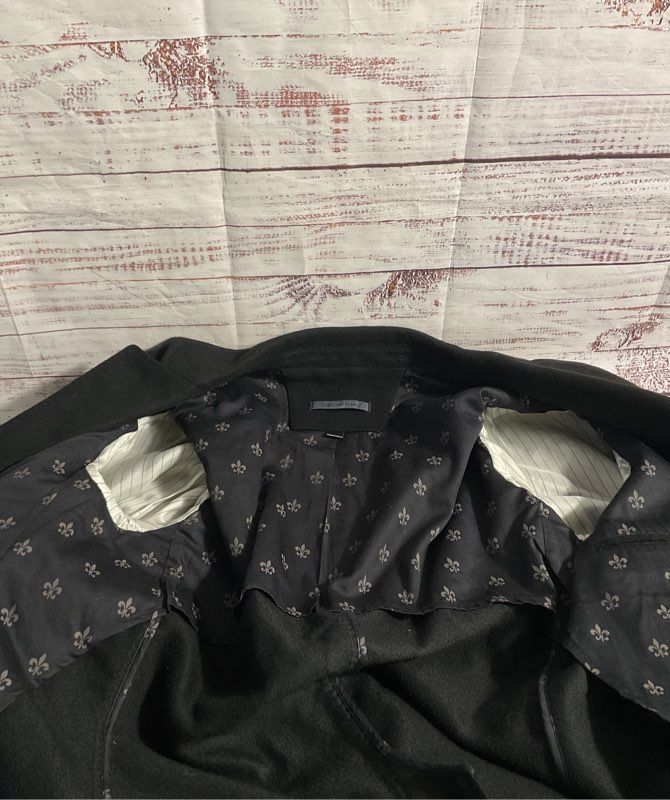 John Varvatos Women's Fleur-de-lis Inner Pattern Black Cotton Blend Jacket 44