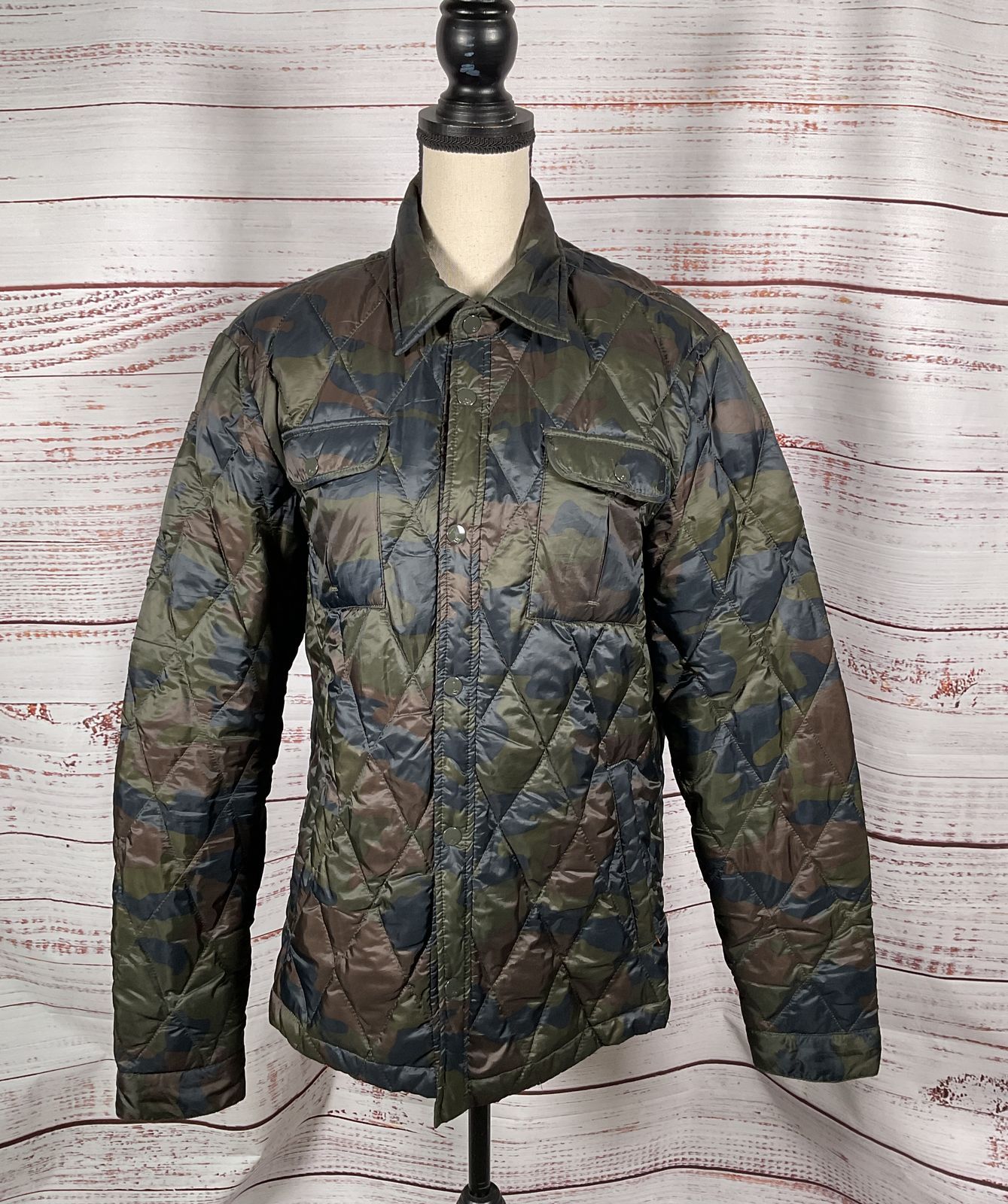 Scotch & Soda Camo Print Quilted Jacket Green L