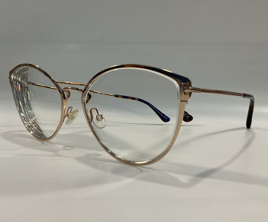 Tom Ford TF5573-B Women's Gold Cat Eye Eyeglasses Frame Made in Italy