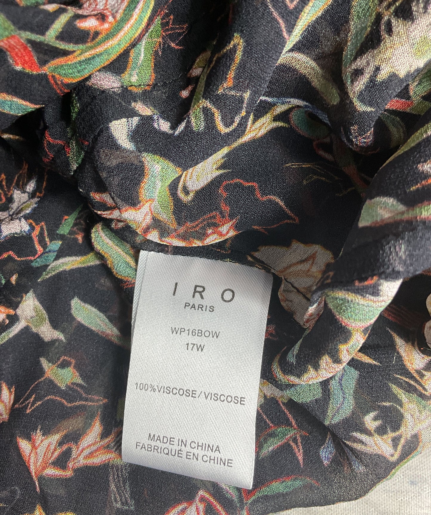 IRO Top Bow Floral Print Ruffled Crepe Multicolor 34