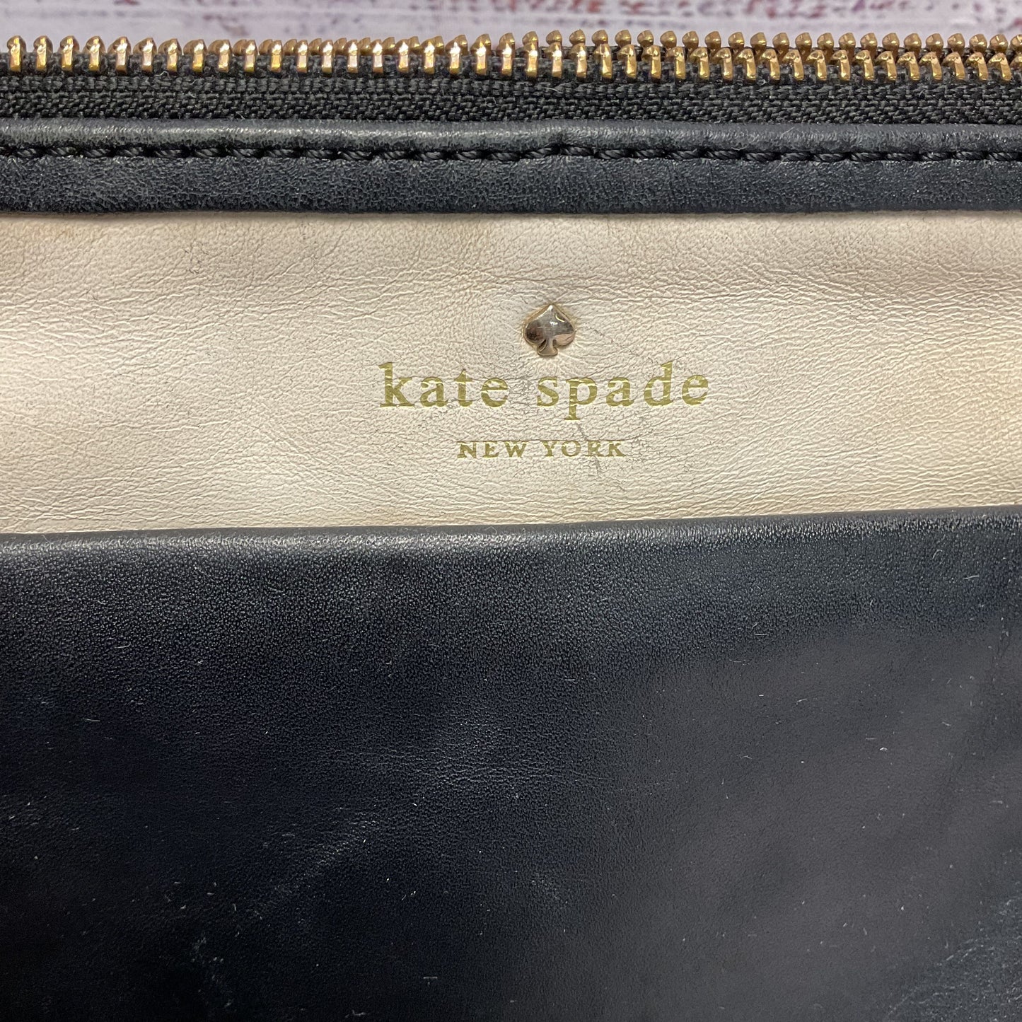 Kate Spade Black White Leather Color Block Crossbody 8.5" x 6" As-Is