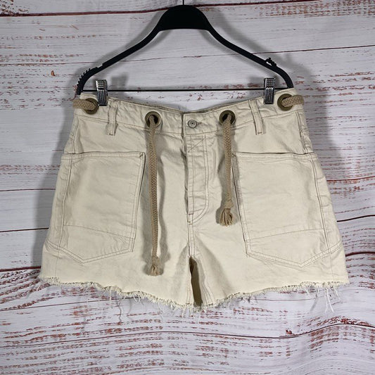 We the Free Ivory Moxie Barrel Rope Belt Jean Shorts - Size 30