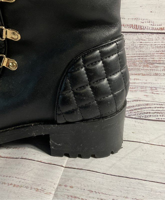 Women's Karl Lagerfeld Paris Pervot Quilted Black Leather Booties Size 10 M