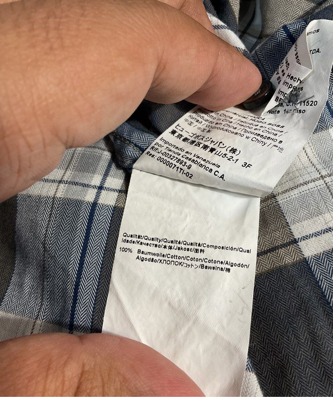 Hugo Boss Men's Long Sleeve Buttoned Plaid Shirt Blue & Grey Size L