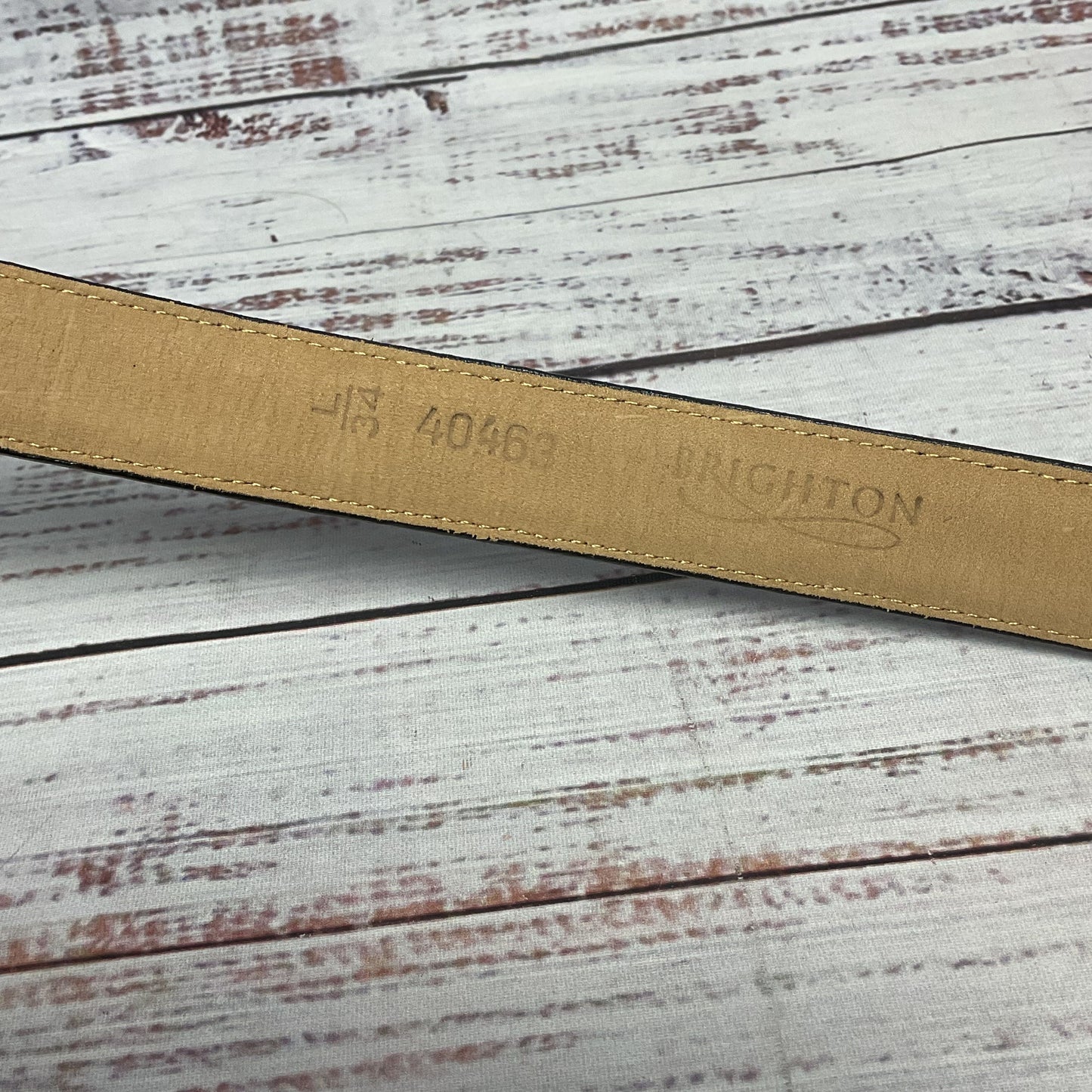 Brighton Black Embossed Reptile Pattern Leather Silver Tone Cat Buckle Belt L/34