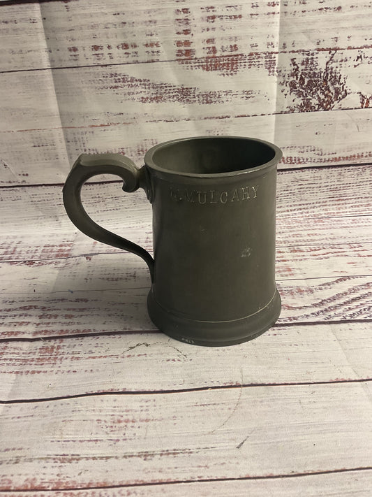 Vintage Pewter Mug Pint Stamped Name