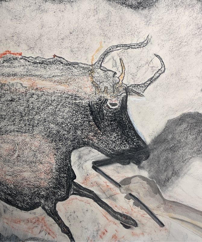 The Cave Artist Framed Drawing Signed by Barbara Katz