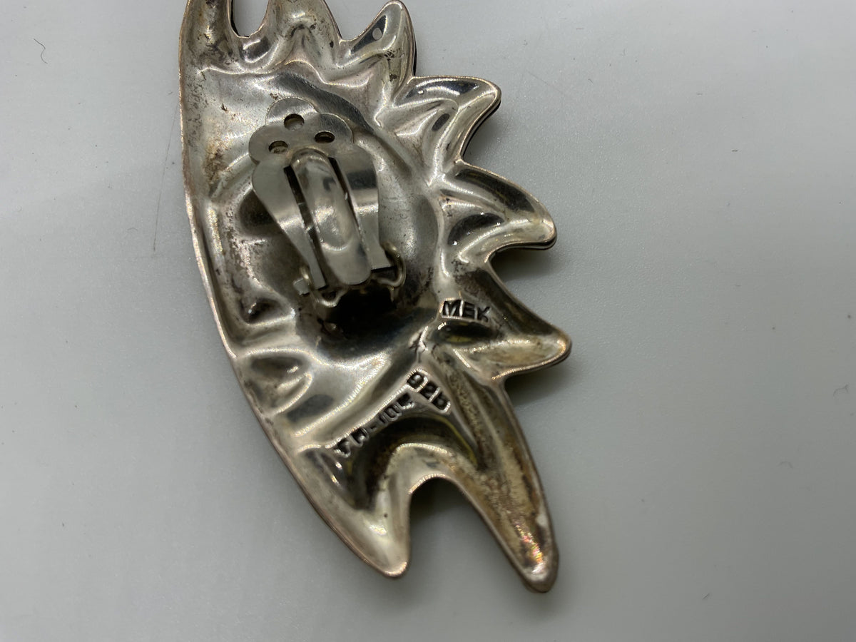 TAXCO Mexico Sterling Silver & Brass Half Sun SINGLE 2.5" Earring- 12.60g