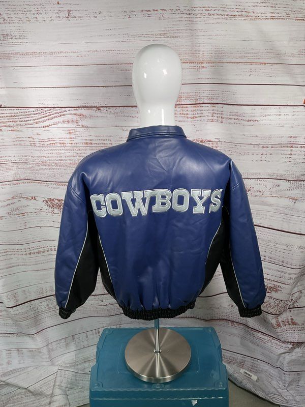 Vintage 90s NFL Dallas Cowboys Bomber Varsity Faux Leather Bomber Jacket Size L