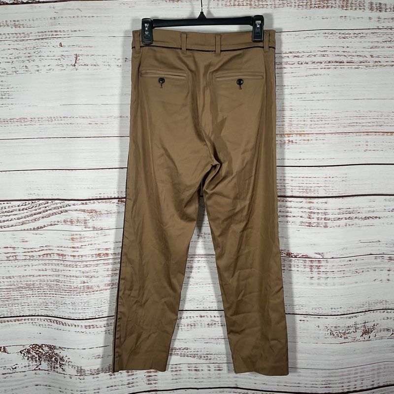 Elaine Kim Brown Black Faux Leather Trim Capri Pants - Size S