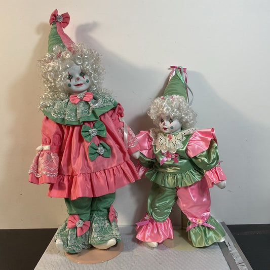 VICTORIA ASHLEA (Musical) & BETTE JANE CARTER Porcelain Clown Dolls- 21" & 29"
