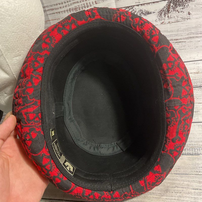 Goorin Red/Black Skull Print Fedora Trilby Emo Punk Goth Hat Rare Size Medium
