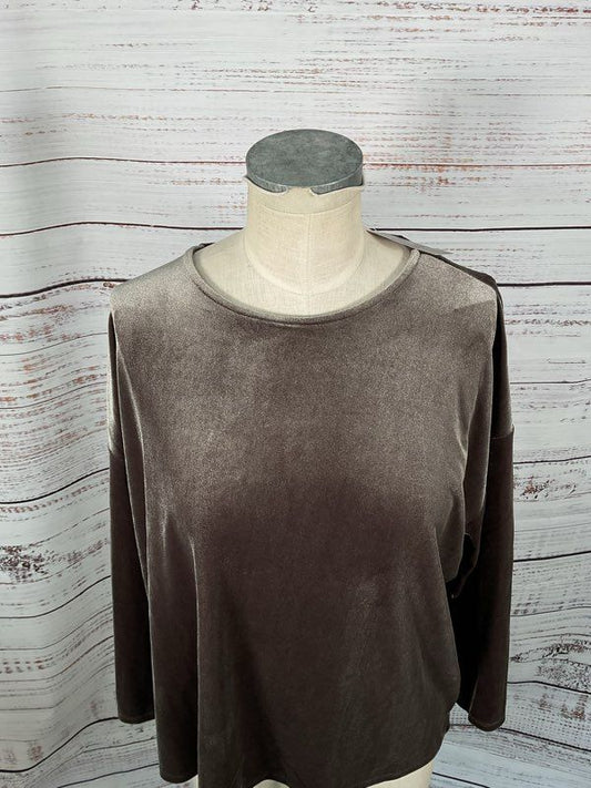 NWT J Jill Metallic Mocha Polyester Blend Pullover Blouse - Size XL Petite