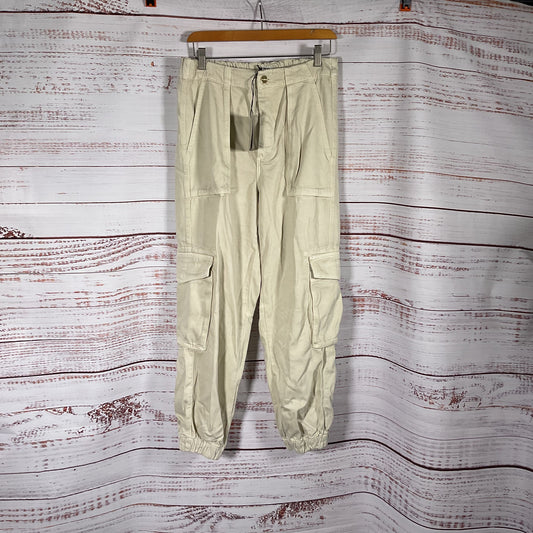 AllSaints Freda Tencel Lyocell Tapered Ecru White Cargo Pants Size 8 New W/ Tags