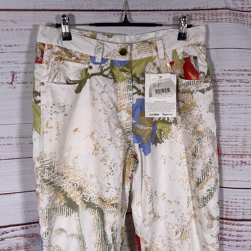 NWT Obermeyer Cortina White Floral Print Lined Snow Pants - Size 8
