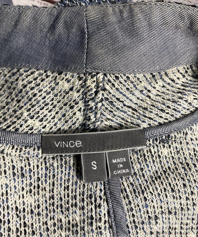 Vince Blue Draped Open Front Knit Cascade Cardigan Size S Cotton Blend