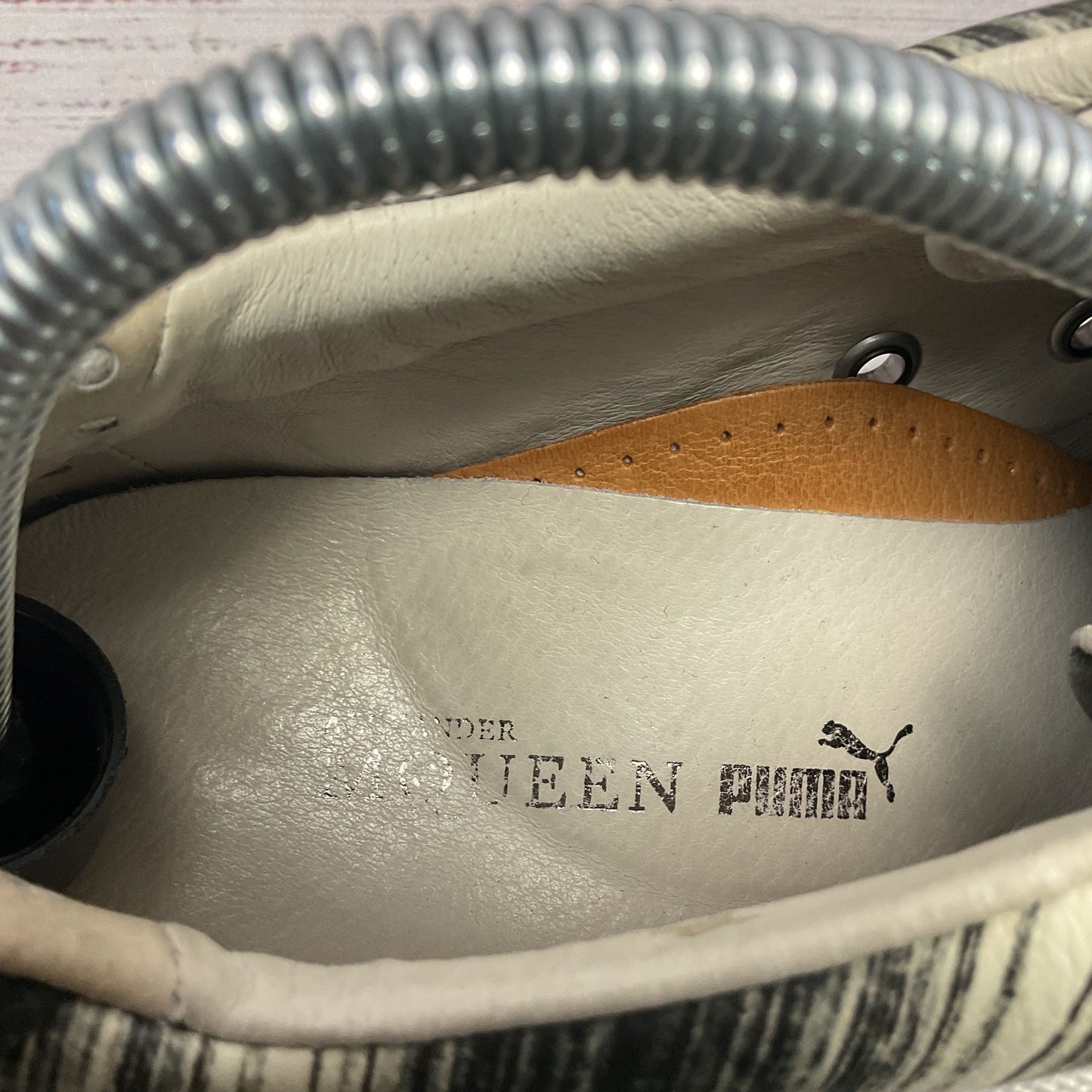 Alexander Mcqueen X Puma Sneakers Black White Leather Shoe Men Size 10 As-Is