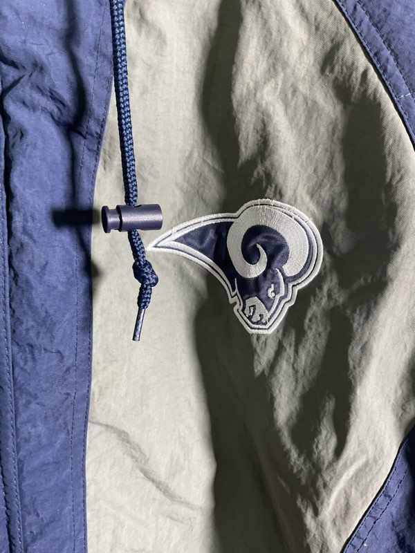 Vintage Los Angeles Rams Starter Jacket Men's 3XL Blue & Grey Snap Nylon