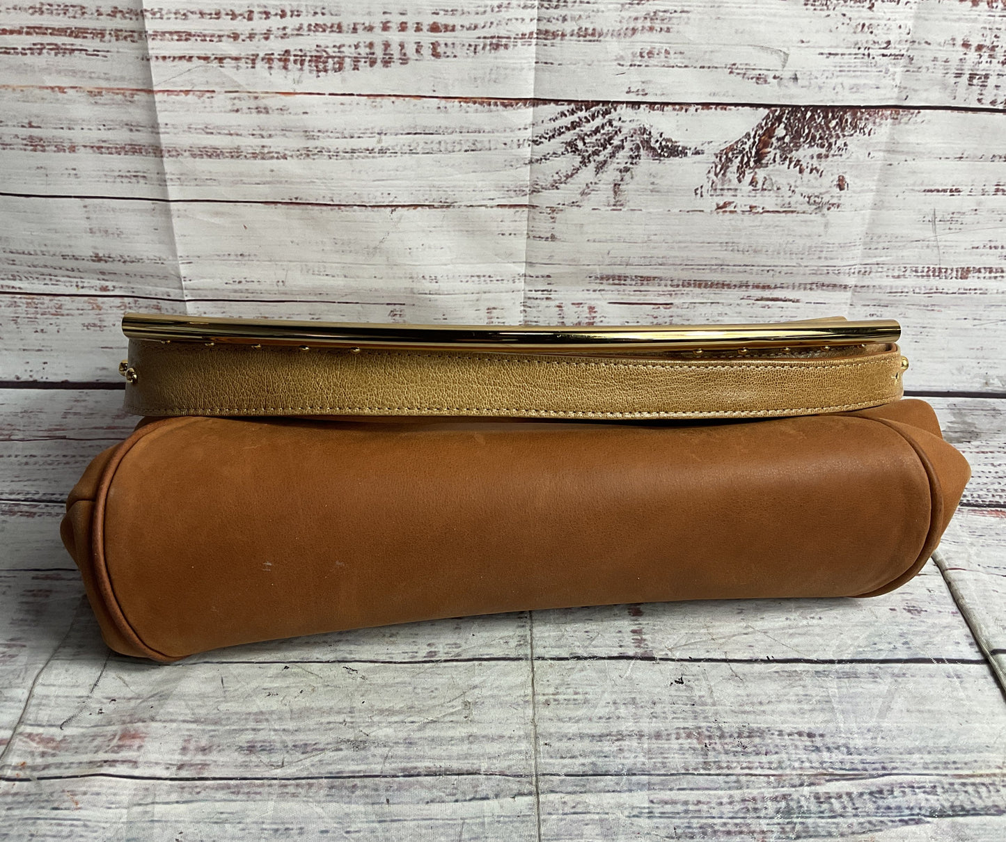 Hayward Leather Foldover Shoulder Bag Brown