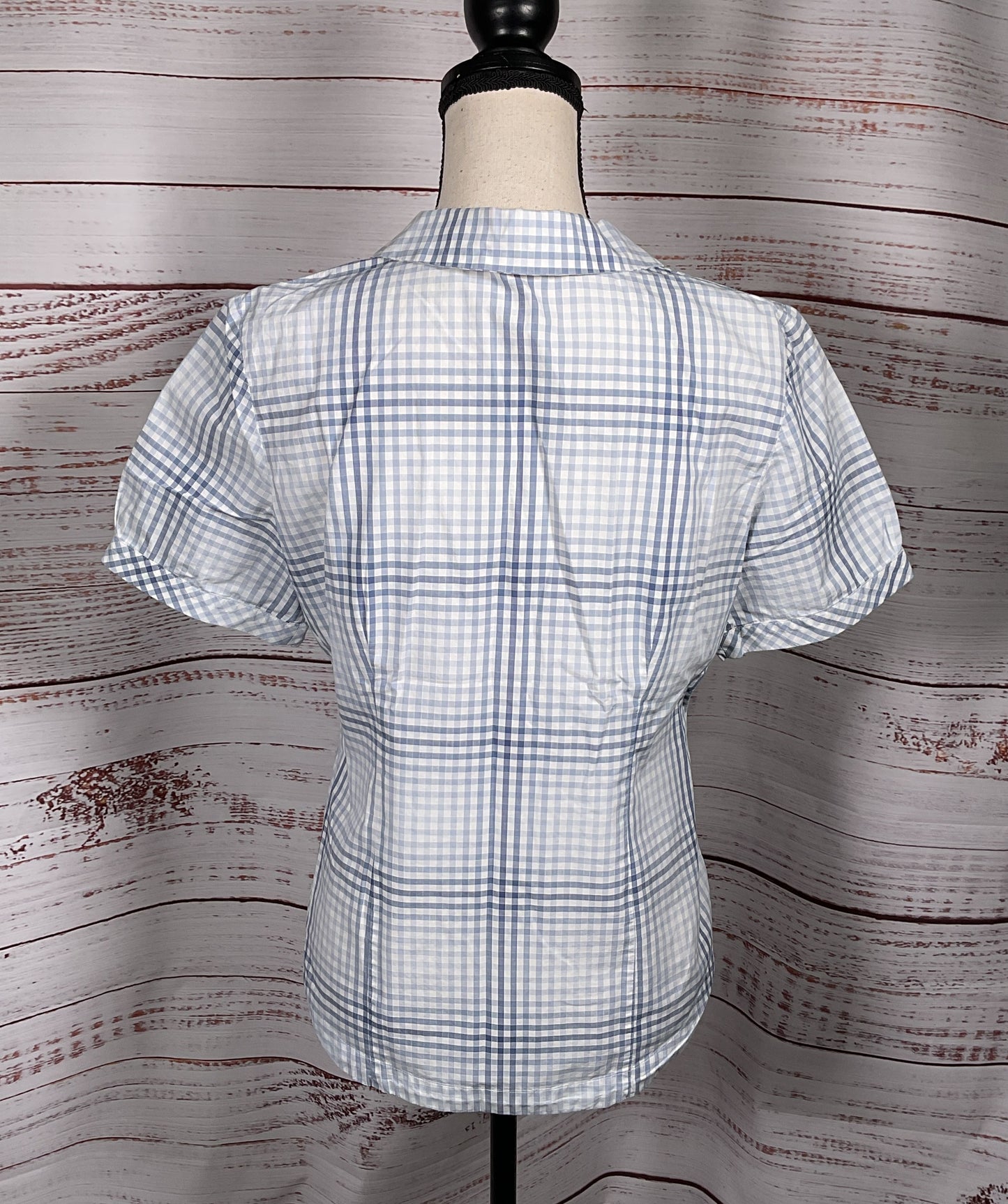 Pendleton Plaid Cotton Short Sleeve Shirt Blue M