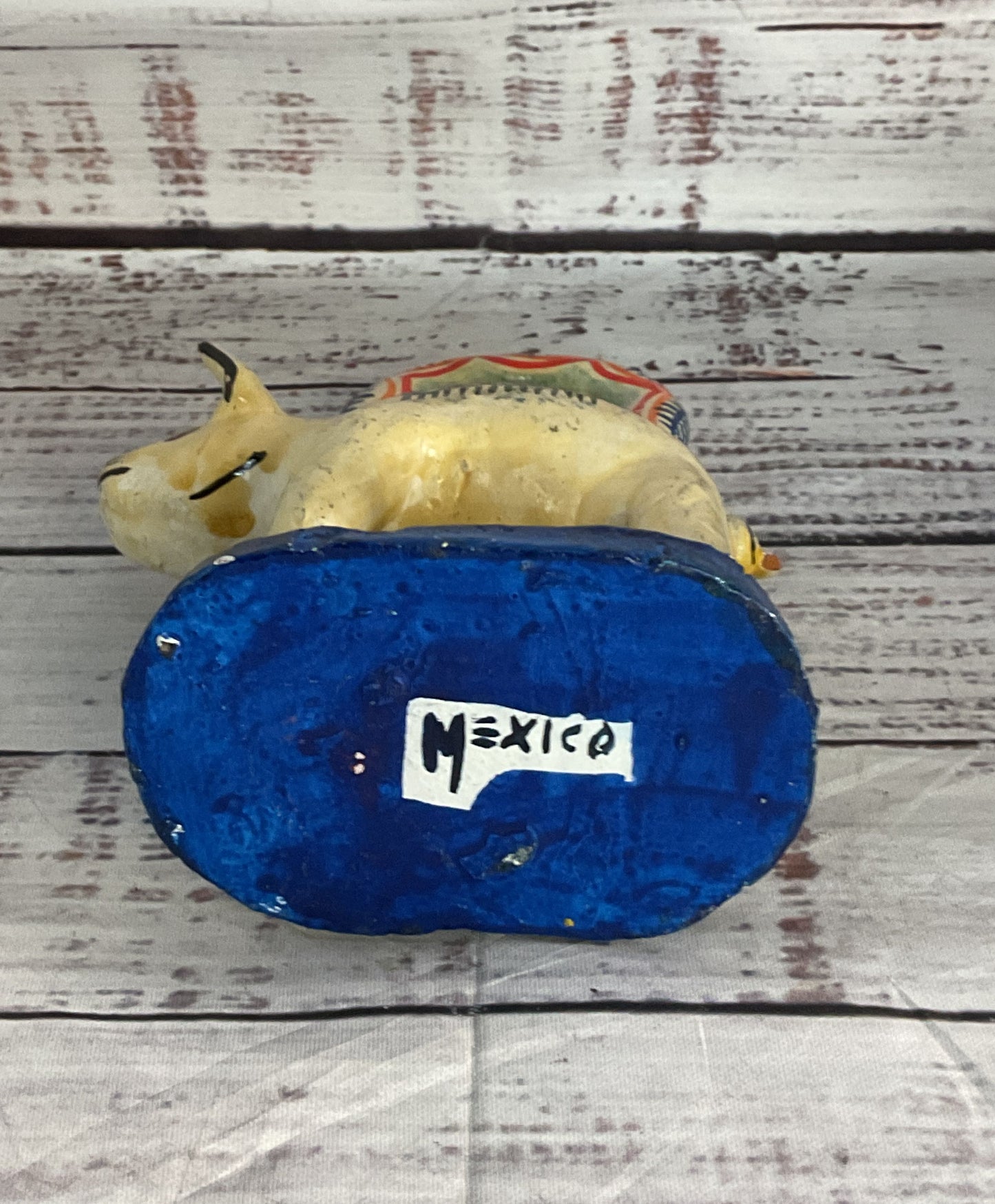 Handmade Mexico Tepetitlan Pig Figurines Multicolor
