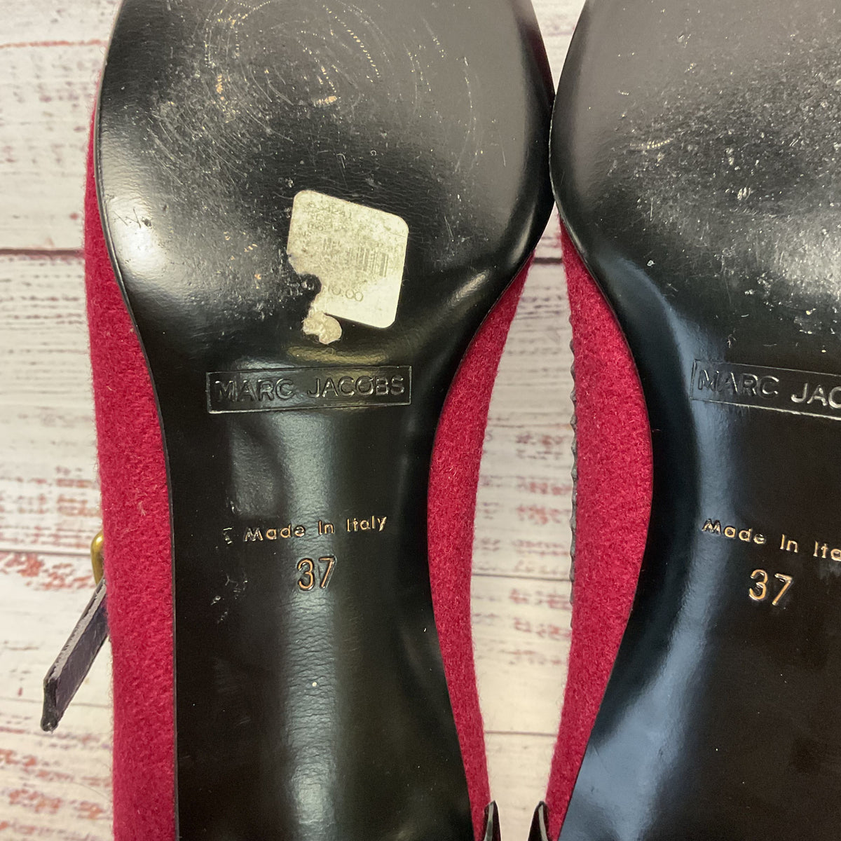 Marc Jacobs Mary Jane Maroon Wool Black Shoe Women Size 7US 37EU