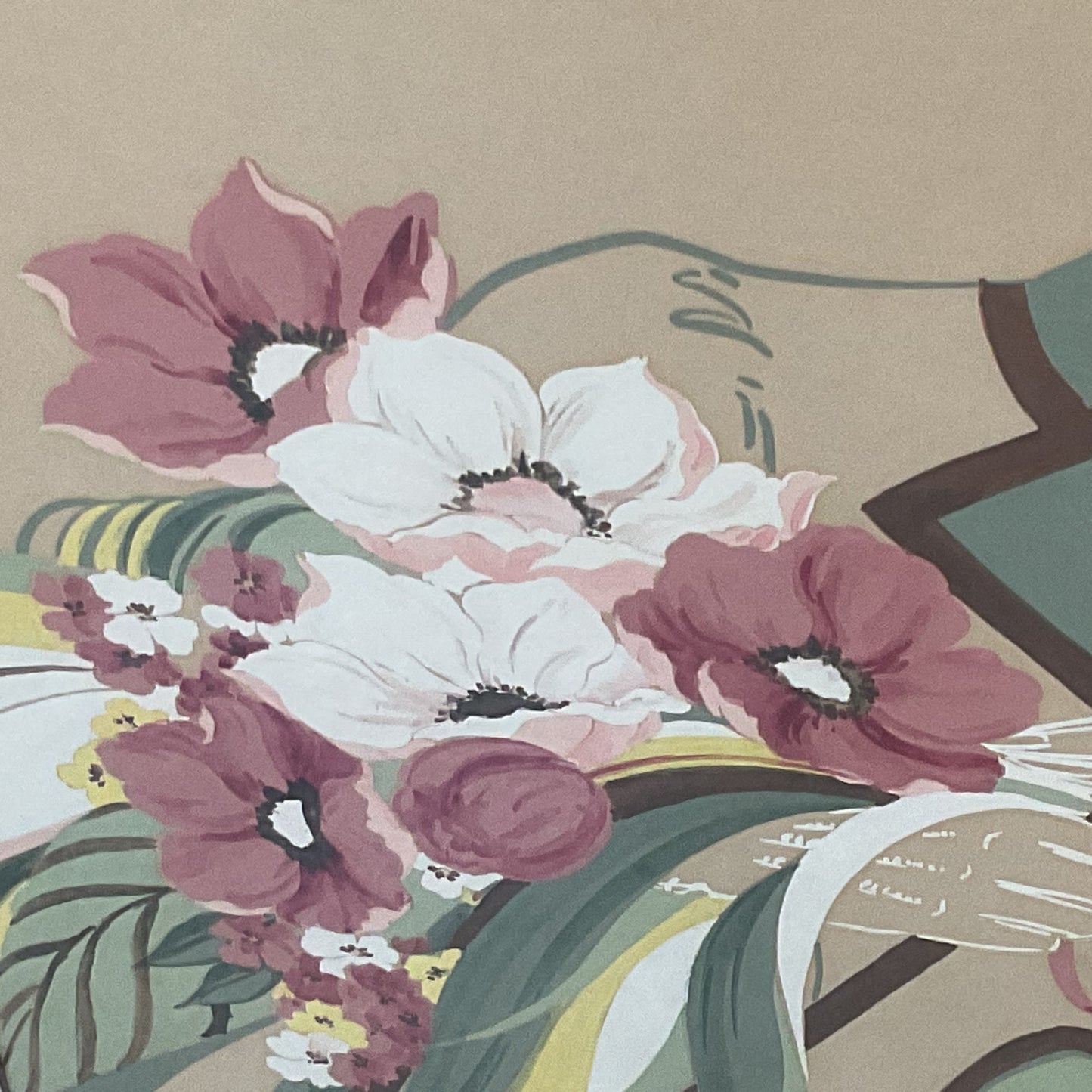 Signed Mid Century DUANE PERRIGO Art Deco Man with Florals Painting