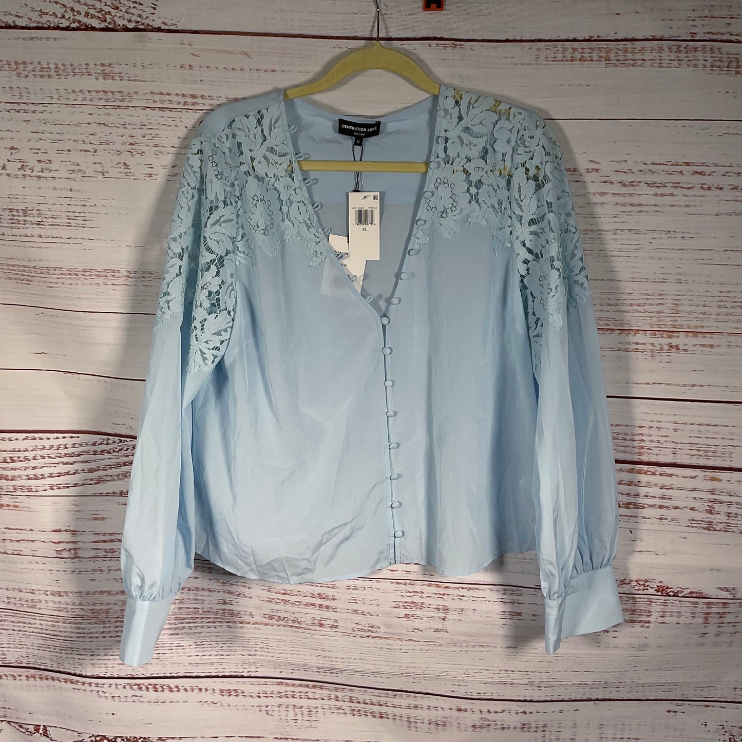 Generation Love Harlea Lace Combo Silk-Blend Blouse - Size XL New Defect