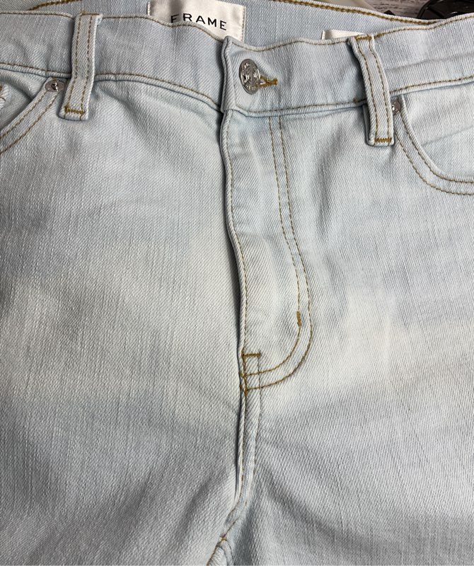 Frame The Icon Raw Hem Flare Jeans Blue 27