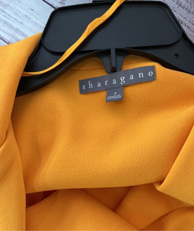 NWT Sharagano Apricot Notched Collar Crepe Blazer Dress Size 4 Retail $108