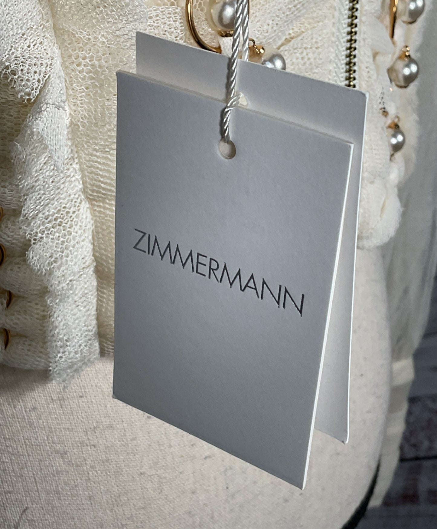 Zimmermann Mesh Off-The-Shoulder Embellished Tulle Top Milk 0